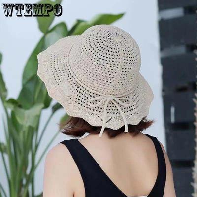 Cappello di Paglia Estivo da Donna Protezione Solare Versione Coreana Cappello Parasole Ampia Tesa Cappello da Spiaggia Cappello Pieghevole