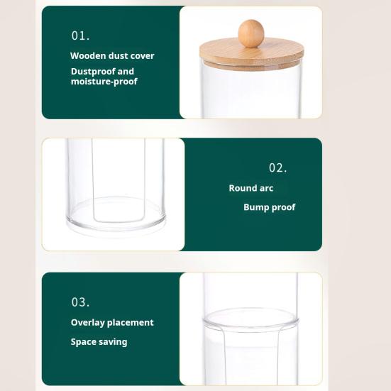 Aufbewahrungsbox für Wattestäbchen, Organizer mit Deckel, transparentes Design, Mehrzweck-Wattebällchen