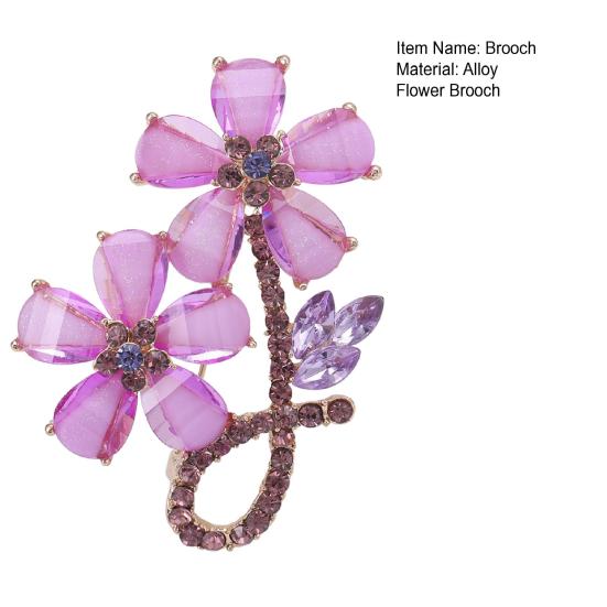 Brooch Flower Shape Rhinestone Faux Crystal Collar Pin Clothes Accessory Shiny High-end Lightweight Anti-rust Decorative Lady Clothes Jewelry