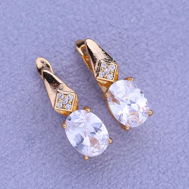 LSOOYH Clip Ohrringe Rose Gold Farbe Mode Ohrring Für Frauen Runde Zirkonia Ohrstecker Schmuck