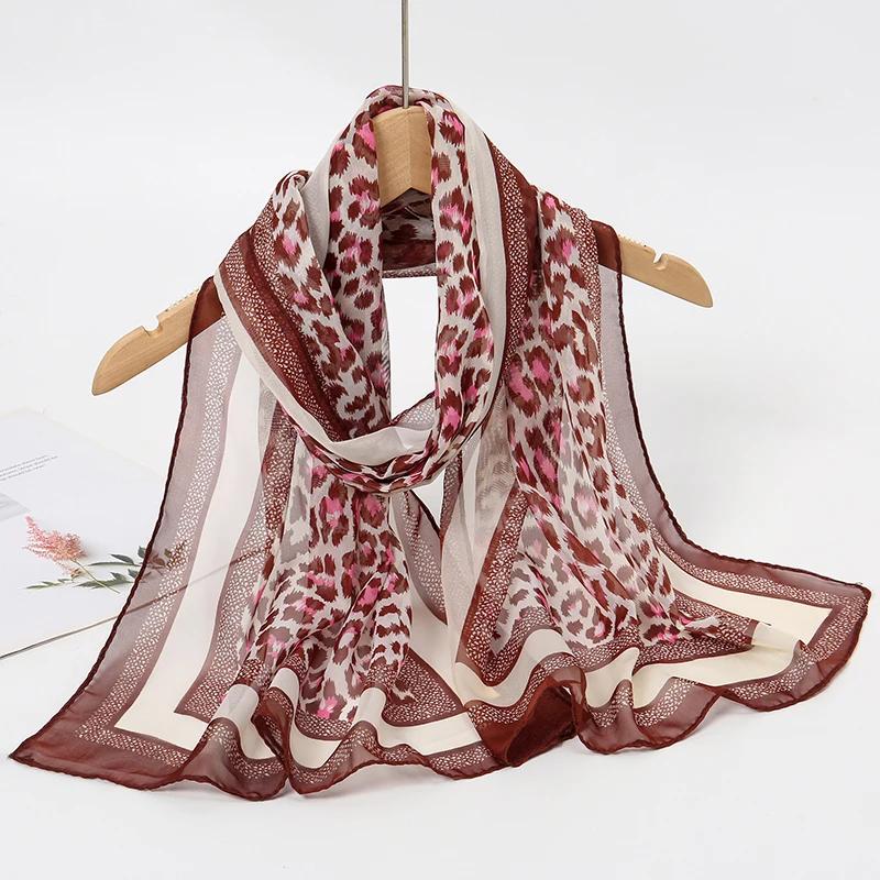 New Print Chiffon Scarf Shawl Women Sunscreen Silk Scarf Turban Long Wrap Beach Travel Outdoor Accessories Trendy Headband