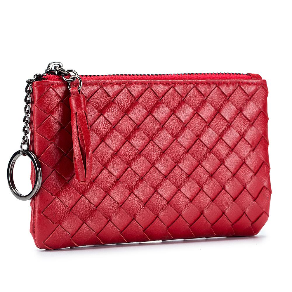 New short change bag, women's sheepskin woven small and ultra-thin small wallet, men's money bag storage bag, high-end sense