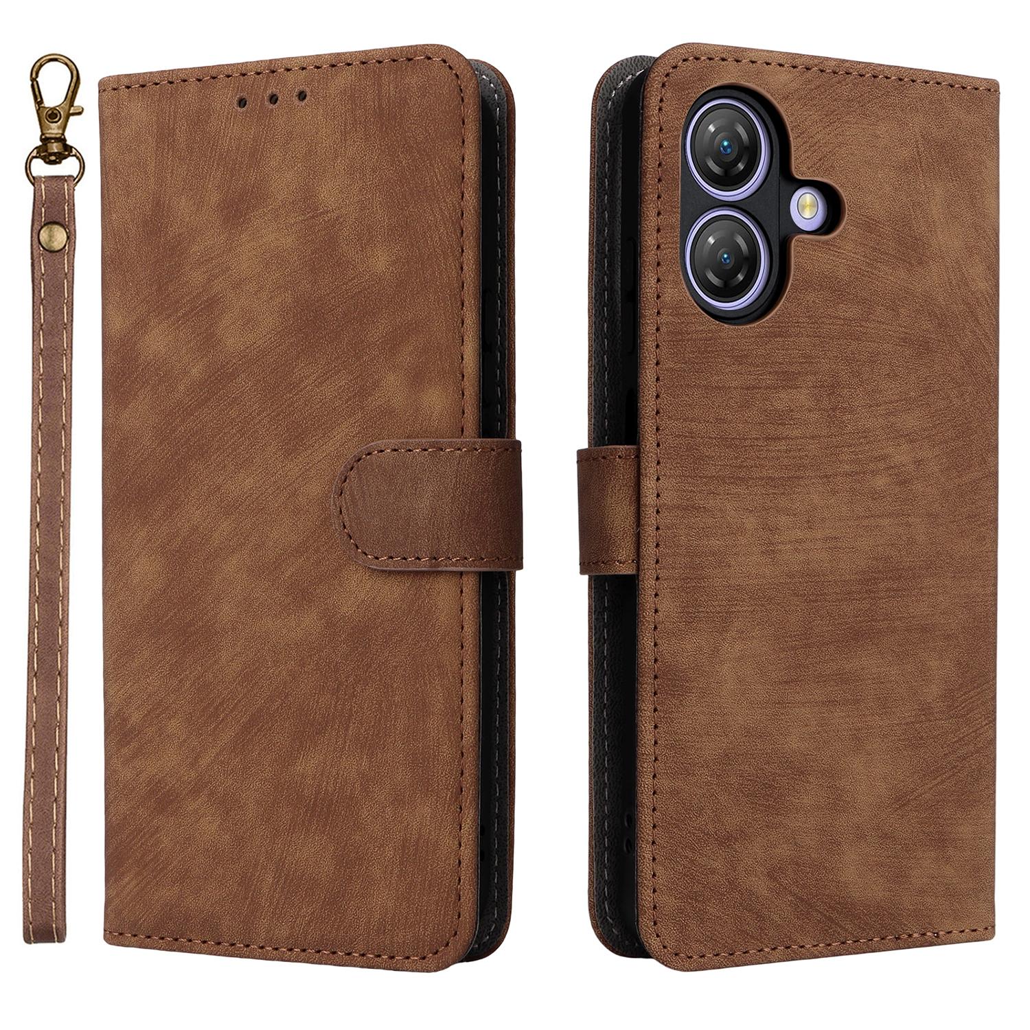 

Для Ulefone Note 21 Чохол Гаманець RFID Блокування PU Шкіряна Обкладинка Підставка з Ремінцем Brown