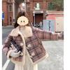 Women's Plaid Shearling Lambswool Short Winter Coat - New 2025 Petite Jacket Style