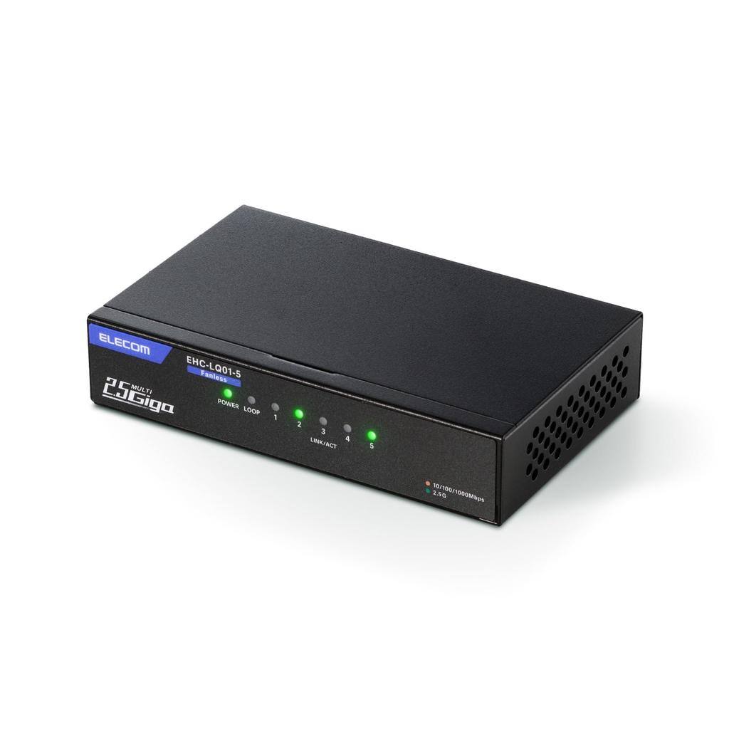 ELECOM Switching 5 Metal External Power All Ports Support Japanese Hub, 2.5G Compatible, Ports, Casing, Supply, 2.5Gbps, Manufacturer, EHC-LQ01-5