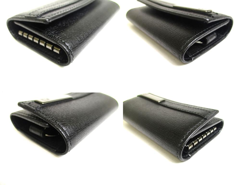 Authentic GUCCI Interlocking G Black Leather 6 Pics Key Cases #a300 Open Box