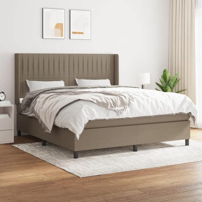 VidaXL Divan Bed with Mattress Taupe 160x200 Cm Fabric - Model 3131605