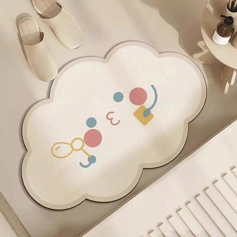 Cloud Diatomaceous Earth Floor Mat for Bathroom, Anti Slip Mat for Bathroom, Dirt Resistant Mat for Door Entry, Easy To Maintain