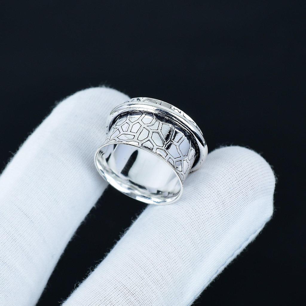 Inel Spinner Band Albină Meliferă, Inel Spinner Unisex, Inel Spinner pentru Meditație, Bijuterii din Argint Sterling 925 Cadou Handmade, Inele Pentru Cel Mai Bun Prieten