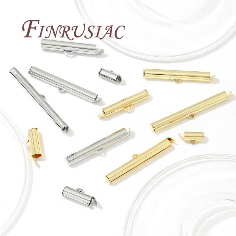 18K Gold Plated Crimp End Caps Slider Clasps Tube Slider End Caps Connectors For DIY Bracelets Accessories,Ball Chain Clasps