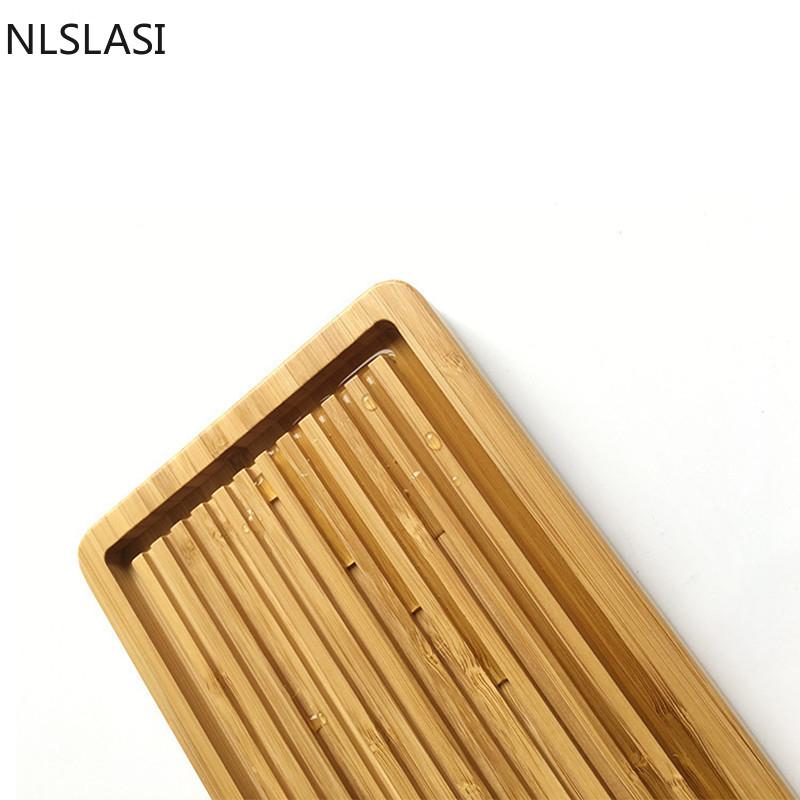 NLSLASI Natural Bamboo Tea Tray Rectangle Tea Accessories Chinese Style Tea Table Tea Tray Household Portable Tea Tray