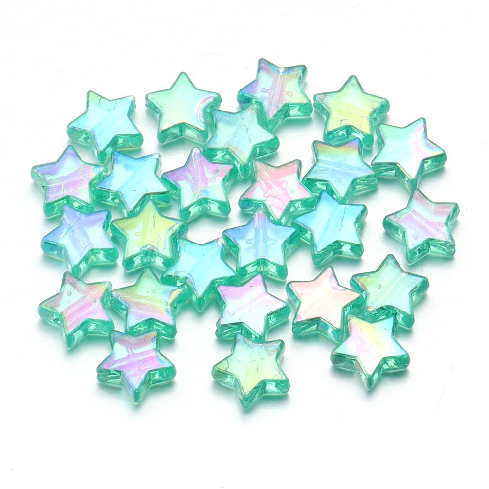 100pcs/Lot AB Plated Pentagram Star Acrylic Beads For Jewelry Making Five Pointed Star Beads DIY Bracelet Necklace Loose Beads