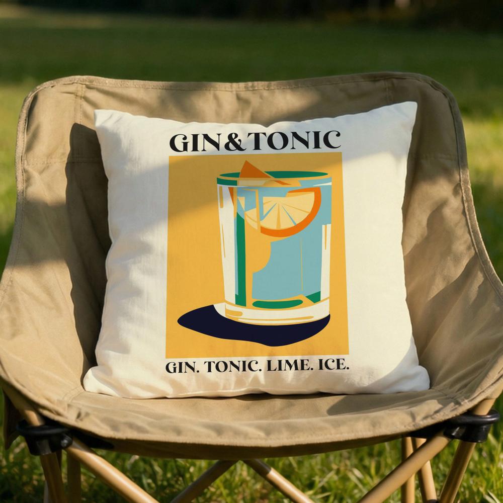 Federa Cuscino Artistica Cocktail Gin Tonic Morbida Reversibile Resistente Copricuscino Uso Multi-Scena per Casa Auto Comfort Quotidiano