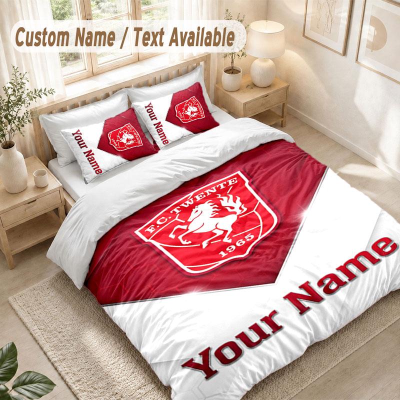 Custom Name Bedding Set 3 PiecesFC Twente Print Duvet Cover + 2 Pillowcases Soft Bed Decor