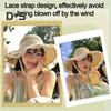 Stroh-Sonnenhut für Damen, faltbar, atmungsaktiv, größenverstellbar, Spitzenbesatz, Strandhut, Outdoor-Aktivitäten, Sport, Alltagskleidung