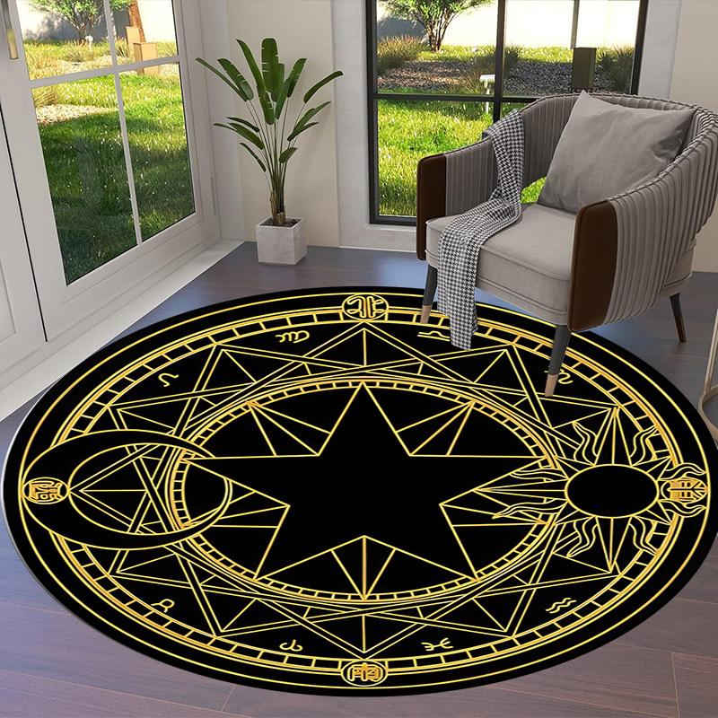 1pc Esoteric Seal Round carpet, Made of Polyester,Perfect for Decorating Office Chairs, Living Rooms fplt103