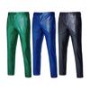 Men Nightclub Pants Bronzing Metalic Sequin Straight Leg Slim Fit Hip Hop Style Ankle Length Hippie Trousers