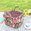 Large Floral Canvas Storage Basket - Washable Organizer for Clothes, Jewelry & Accessories, Pink Rose Design, Home & Travel