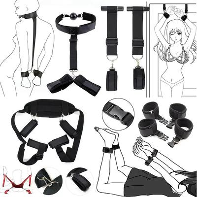 Nessun Vibratore Coppie Set Bondage Restrizione Gioco per Adulti Manette Collare per il Collo Polso Bocca Gag Cinghia Feticcio SM Giocattolo Sessuale Per Donna