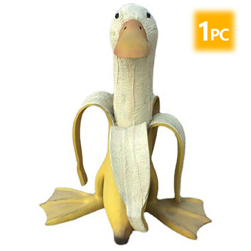 

Banana Duck Statue Creative Art Decor Durable Resin Fruit Animal Figurine Vintage Gardening Peeled Banana Duck Home Statue Craft