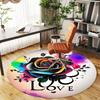 1pc Rose Love Round Chair mat office Area Rug - Non-Slip, Floor Mat for Office, Bedroom, and Indoor Decor p127137