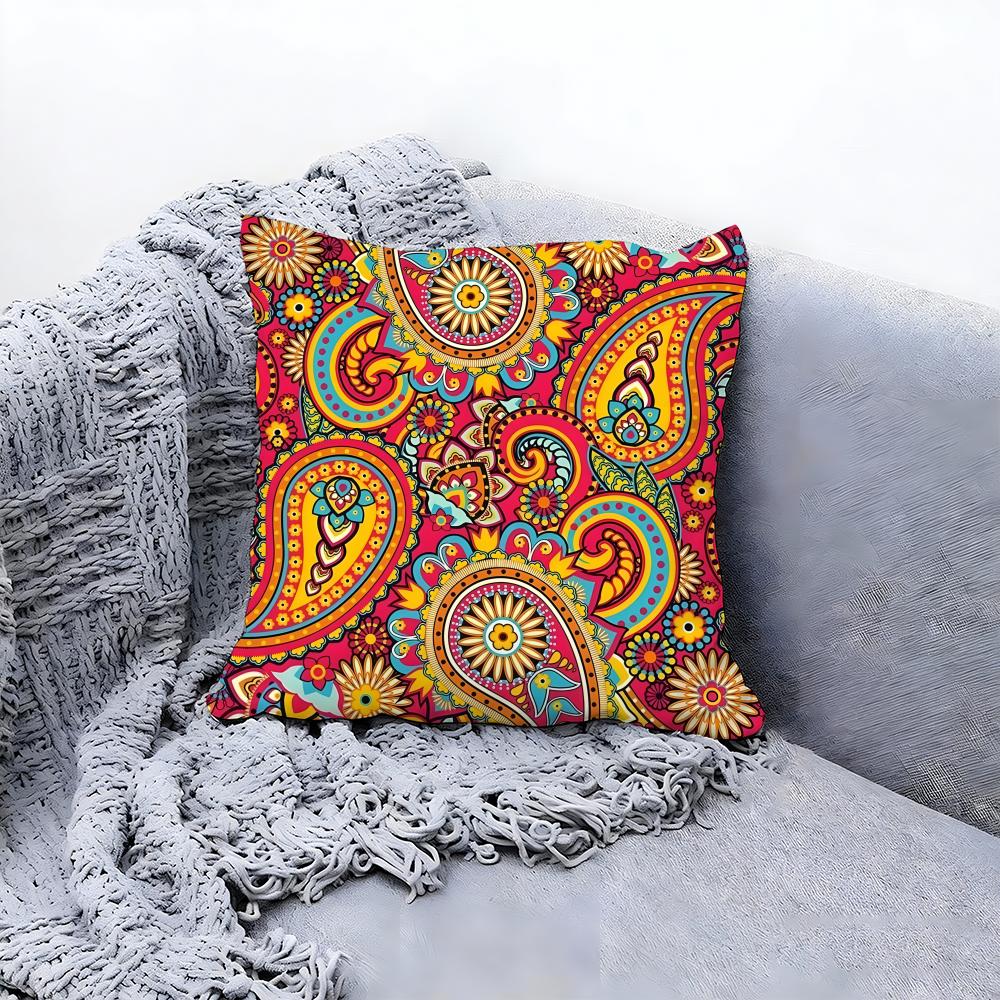 Classic Paisley Pattern Print Cushion Cover Premium Comfort Reversible Pillow Cove In One Design for Any Room Car Interior