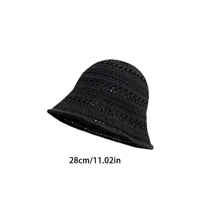 Solid Color Stripe Knitted Bowl Hats For Women'S Casual Versatile Decoration Foldable Sun Visor Hat Bucket Hat