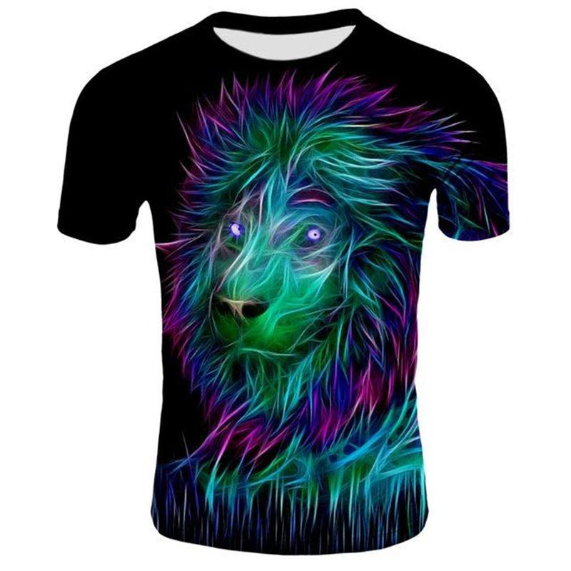 Cool Lion Graphics T Shirts Summer Fashion Short Sleeve 3D Animals Printed Mens T-shirts Casual Streetwear Oversized Tees Tops