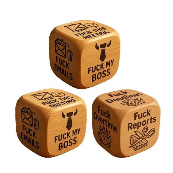 Bold And Funny Work Dice Wooden Office Stress Relief Dice Six Savage Sayings Cheeky Desk Accessory Gag Gifts for Coworkers