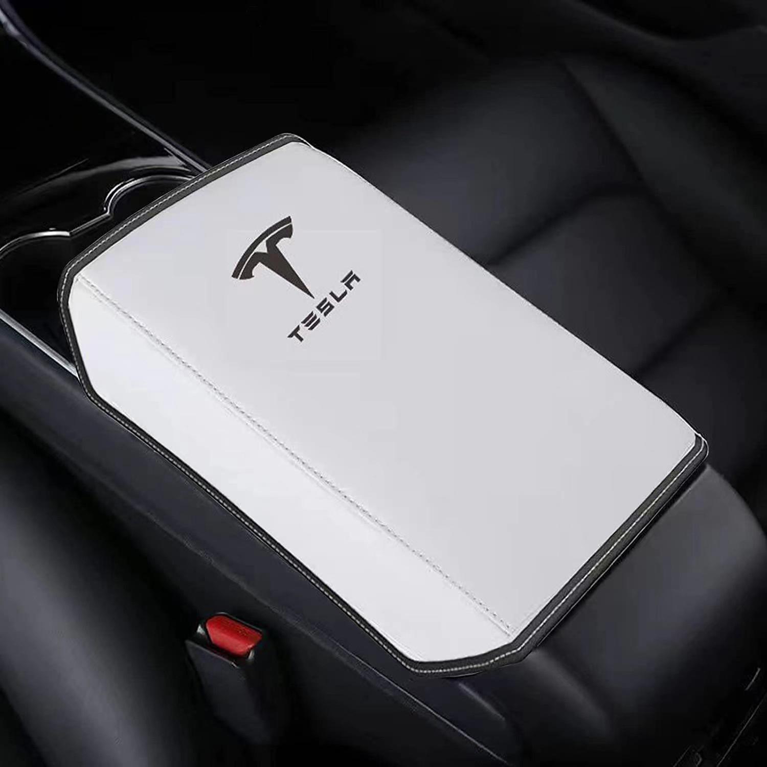 

Car Center Console Cover Leather Armrest Mat Arm Storage Box Mat For Tesla ModelS X 3 Y 2017 Personalized Roadster Highland 2024 белый