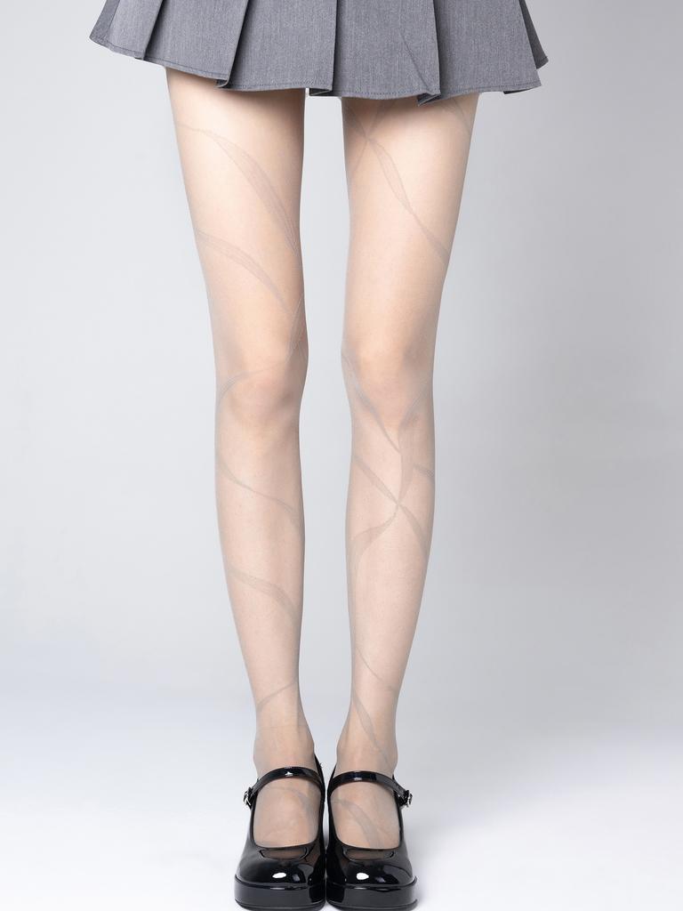 New spring and summer ultra-thin white stockings jk jacquard love stockings meat-through lace sexy pantyhose black silk