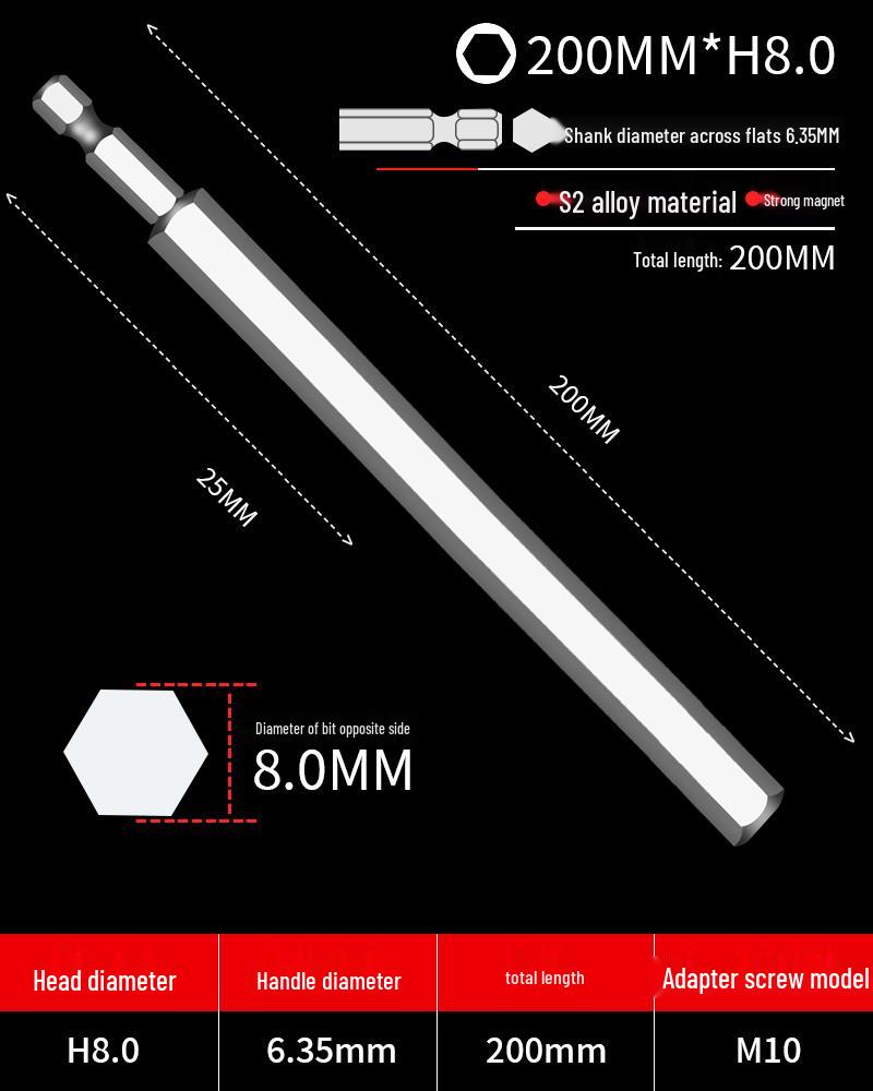 Hexagonal Screwdriver Bit Extension for Electric and Air Screwdrivers