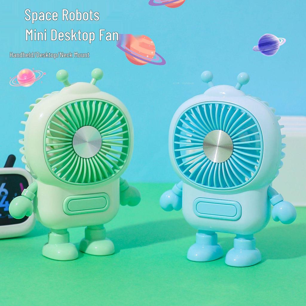 Creative Astronaut USB Rechargeable Mini Fan: High-Wind Portable Cartoon Handheld for Outdoor Use