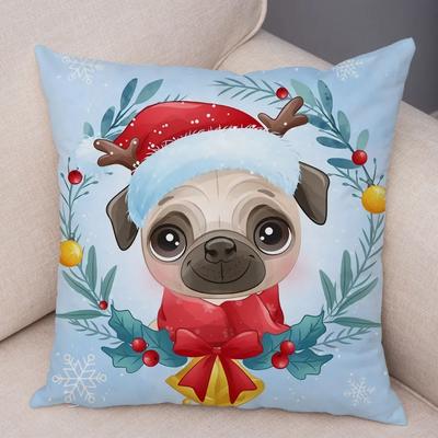 Federa per Cuscino Peluche Cane Carino Buon Natale per Divano di Casa Stanza dei Bambini Decorazione Stampa Animale Animale Domestico Federa per Cuscino x