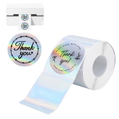 1 Rollo 400 Unidades Etiquetas Holográficas 2 Pulgadas Redondas Pegatinas para Impresora Autoadhesivas Papel Térmico Directo para Manualidades Decoraciones