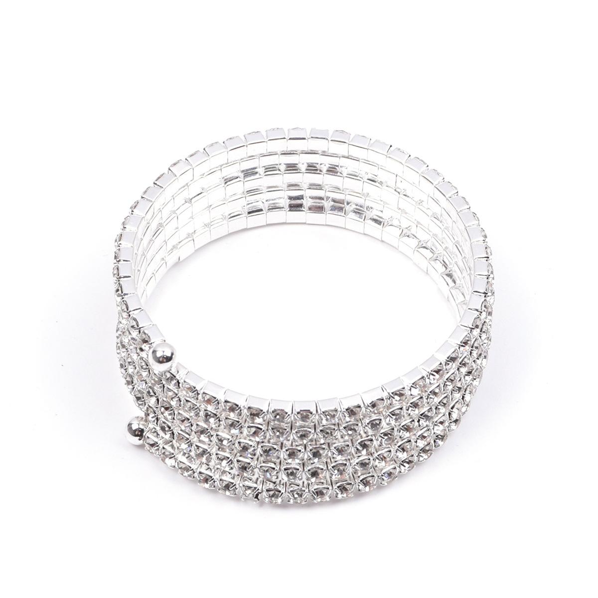 

Новый браслет из пяти рядов, ювелирные изделия, модный свадебный браслет, эластичный браслет 5.5CM серебряный