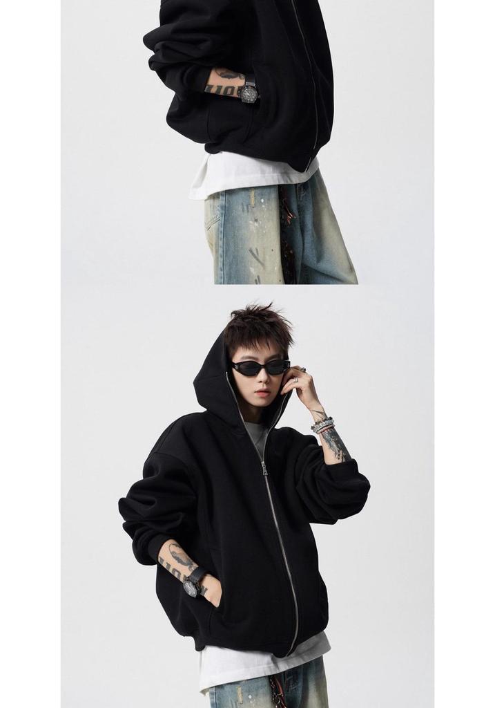 Unisex Heavyweight Hooded Sweatshirt – Spring/Autumn High-End Loose Fit Cardigan