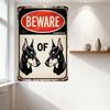 Vintage Rostig Dobermann Varningsskylt i Metall, Akta dig för Dobermann Pinscher Illustration, Gammal Dekorativ Varningsplatta för Man Cave