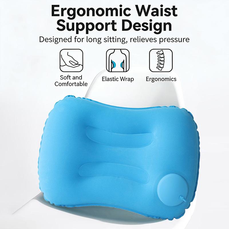 Ultralight Inflatable Pillow Flocking Neck Ergonomic PVC for Office Nap Outdoor Camping Travel Backpacking