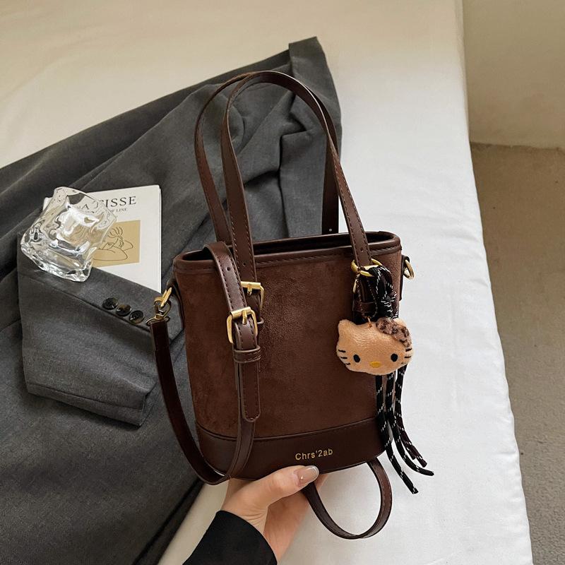 Fashion Hand Bucket Bag Women's Autumn New Trendy Retro Simple Shoulder Bag Casual Portable Messenger Bag