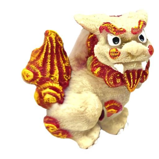 Kubakasaya Shisa Figurine, Okinawa Souvenir, Pair of Curry Shisa Figurines, Red, Horizontal, Good Luck, Feng Shui, Protection from Evil, Ryukyu
