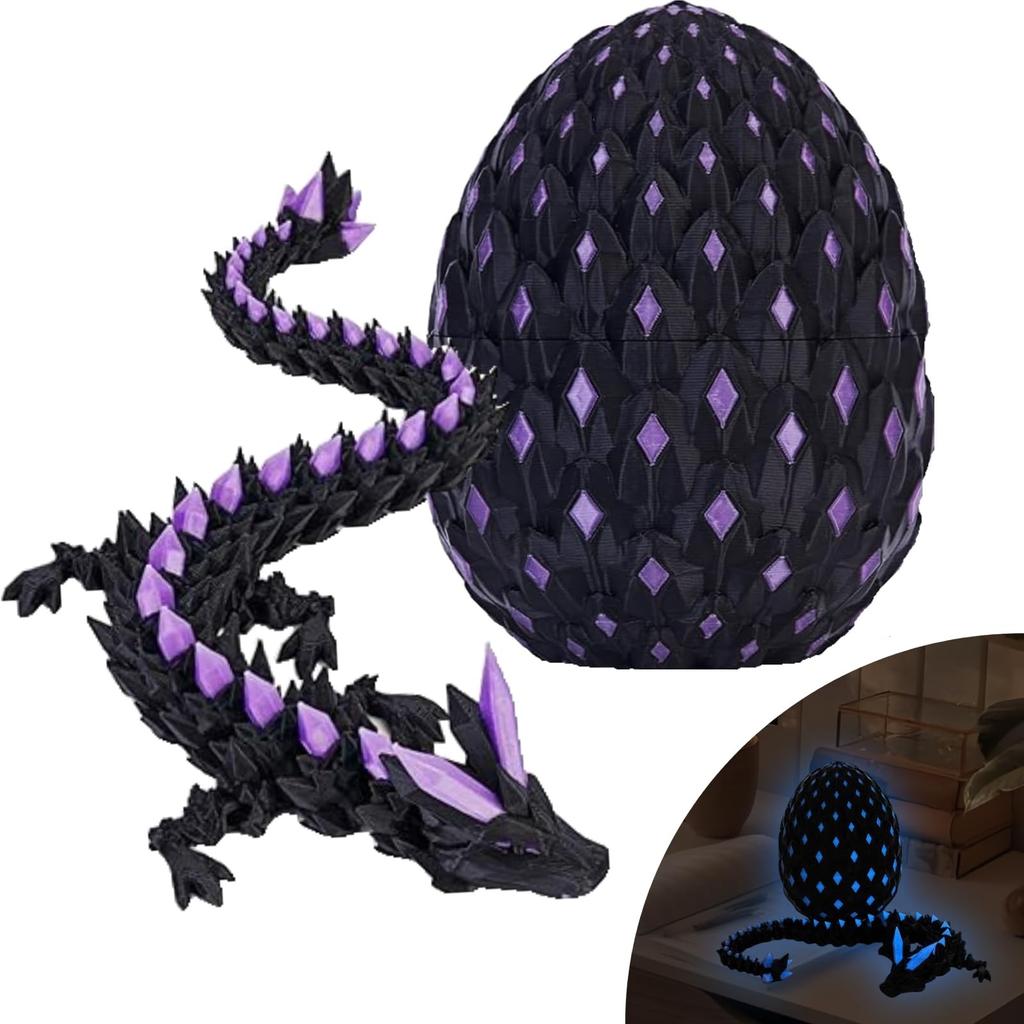 Dragon Egg Mysterious Dragon Egg Luminous Articulated Animal Toy Crystal 3D Printed Dinosaur Egg Suitable For Children Boys Girls Home Decoration