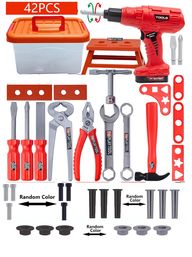 Kinder-Toolbox-Kit Lernspielzeug Simulation Reparaturwerkzeuge Spielzeug Bohrer Kunststoff Spiel Lernen Engineering Puzzle Spielzeug Geschenke für Jungen