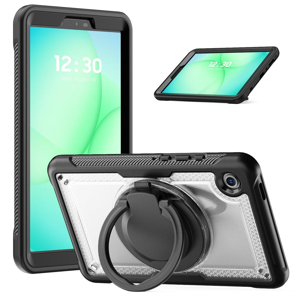 For Samsung Galaxy Tab A11/A9 Case Rotating Kickstand PC + TPU Shockproof Tablet Cover with Shoulder Strap