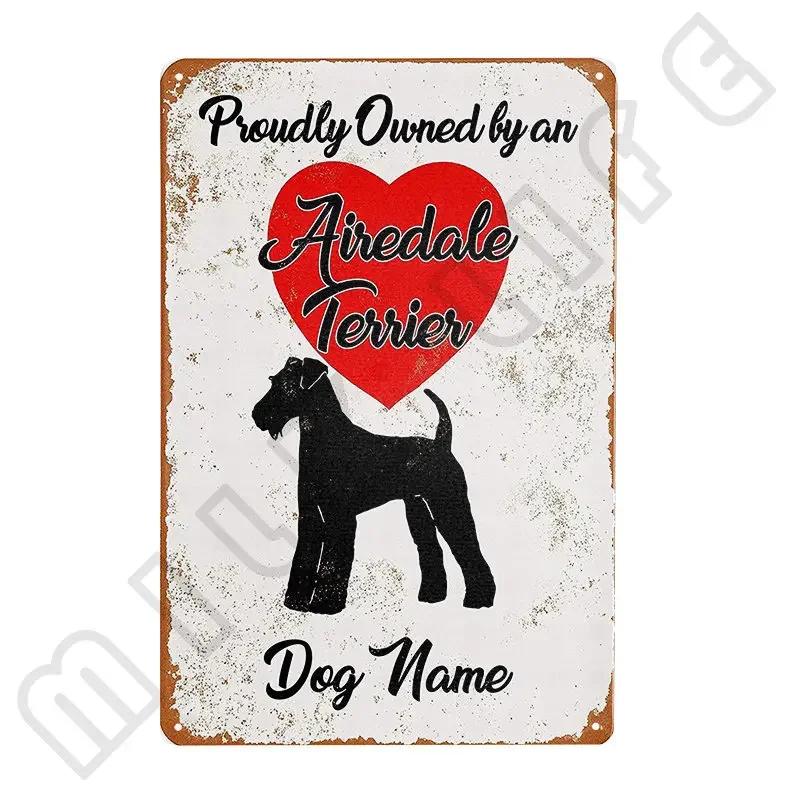 Airedale Terrier Metal Tin Sign Funny Pet Wall Decor for Kitchen Bathroom Bar Office Cafe  X Inch