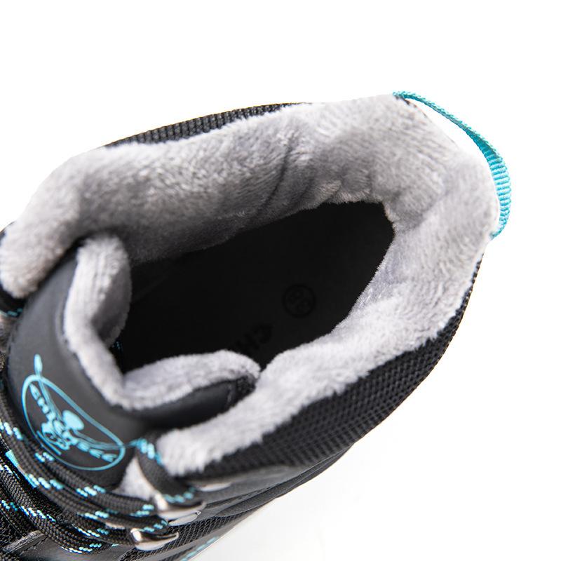 Damen Winterstiefeletten, Schneestiefel aus Samt, lässig, PU, zum Schnüren, warme Baumwollschuhe, groß, hoch, dick, rutschfest, Wanderschuh, Größe 37–42