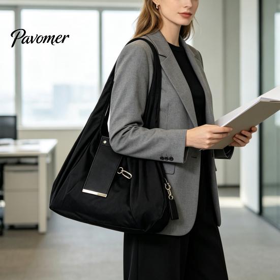 Foldable Travel Organizer Shoulder Bag for Women, Durable PU And Nylon Large Capacity Tote Handbag Bag, Lightweight Portable Shopping Daily Commuting