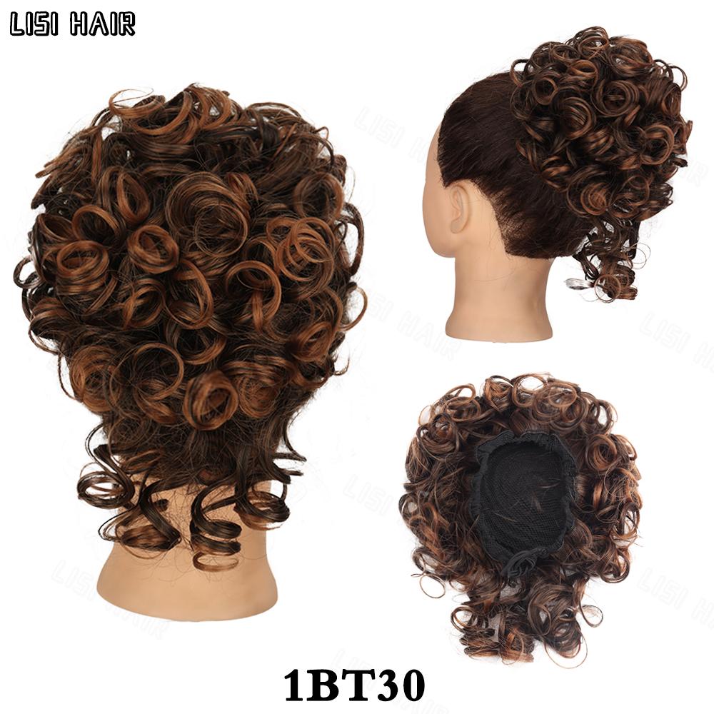 MISSQUEEN Syntetické rozcuchané krátké vlasy prodlužování do drdolu pružná spona do vlasů volné velké kudrnaté prodloužení vlasů pro ženy pro každodenní použití