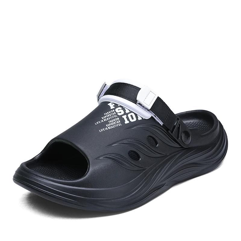

Мужские сандалии летние уличные тапочки с толстой подошвой из ЭВА, дизайнерские сандалии для мужчин, мягкие шлепанцы для повседневного пляжа, популярная модель 36-37 чёрный