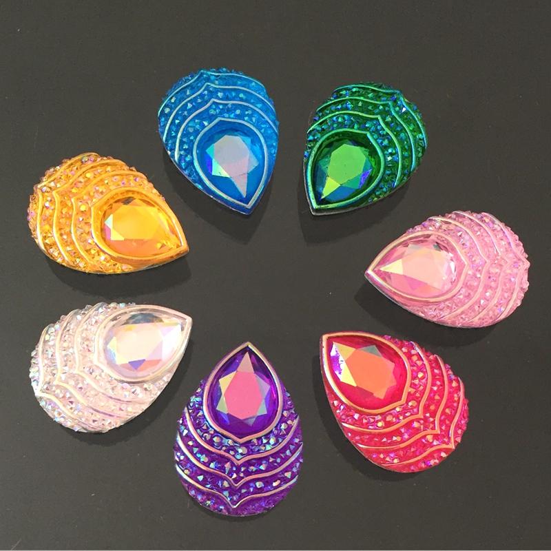 13*18mm/18*25mm AB Resin Tear drop Rhinestone flatback peacock eye stones and crystals costume Button Accessories HE19